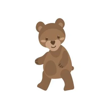 Small Teddy bear isolated on white background. Cartoon animal in flat style.  Stock Illustration