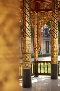 Small temple next to Phra tamnak Daeng, Bangkok National Museum. Stock Photos