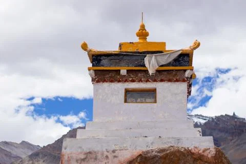 A small Tibetan monastery in the mountains. Stock Photos