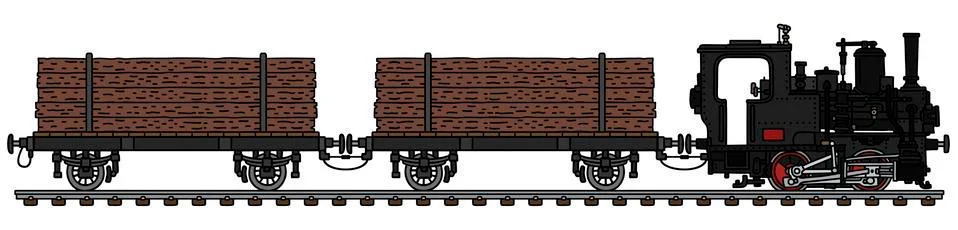 The small timber steam train Stock Illustration