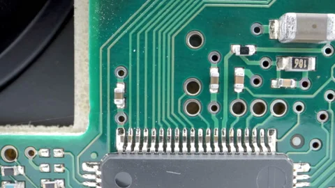 Small tiny metal connector wires on the side Stock Footage 138539774