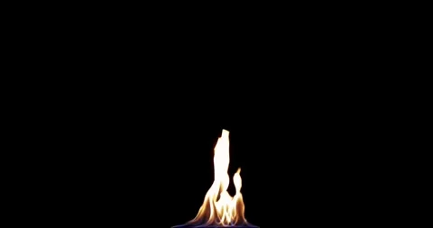 Small torch fire - small camp fire - fire and flames - isolated on black Stock Footage 319098892
