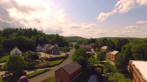 Small town aerial Stock Footage
