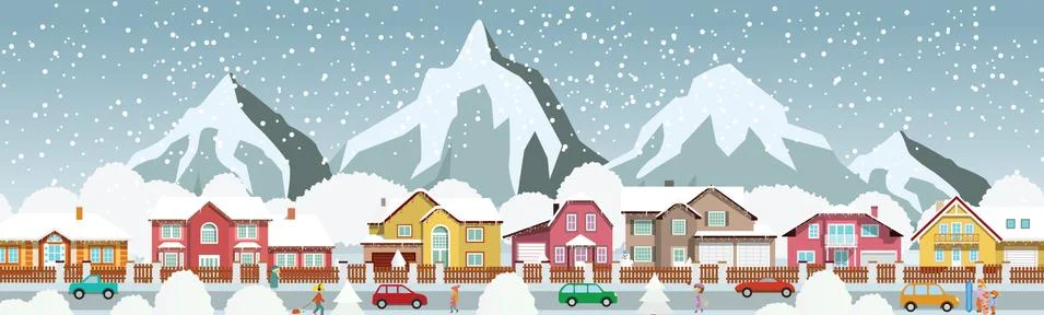 Small town in the alps Stock Illustration
