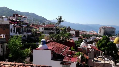 Small town and ocean Stock Footage 93733417