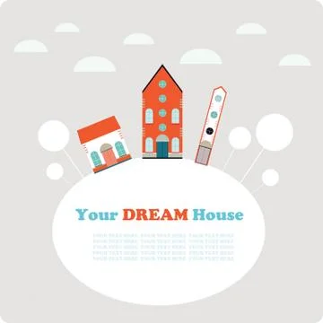 Small town background, postcard,banner design template Stock Illustration