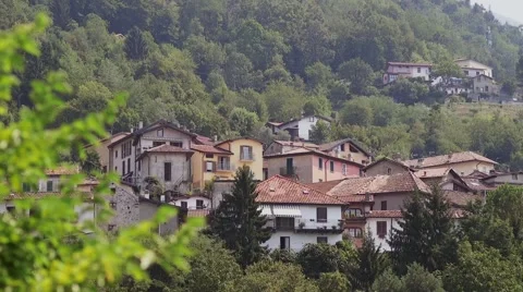 Small town with beautiful views of the mountains and gorges Italy Stock-Footage 56377591