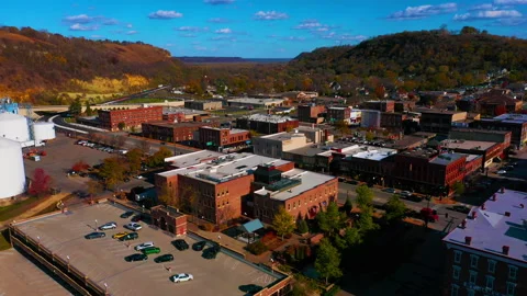 Small town in the bluffs Stock Footage 150396480