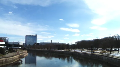 Small Town Canal In Early Spring Stock Footage 49540640