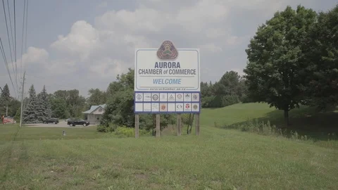 Small Town Chamber of Commerce Sign Stock Footage 99374022