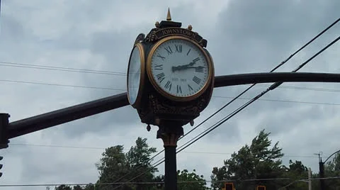 Small Town Clock Tower Stock Footage 24804922