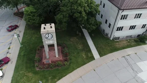 Small Town Clock Tower Stock Footage 247375577
