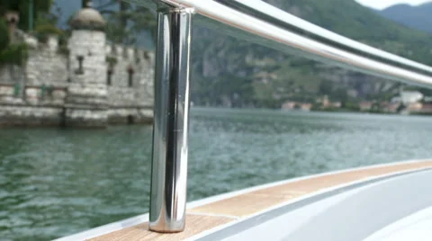Small town on Como lake seen from a boat Video stock 52691531