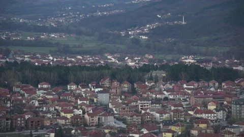 Small town at dawn Video stock 147550442