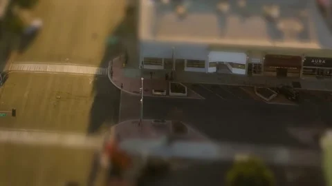 Small town downtown road intersection Smooth Hyperlapse tilt shift effect Video stock 144648594