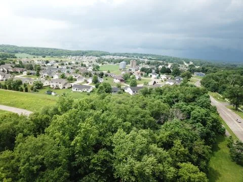 Small Town Dramatic Clouds Stock Photos