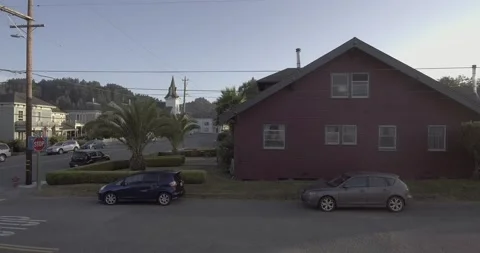 Small Town | Drone Ascending | Tilting Down | Crane Shot Stock Footage 131056036