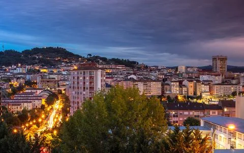 Small town at dusk Stock Photos