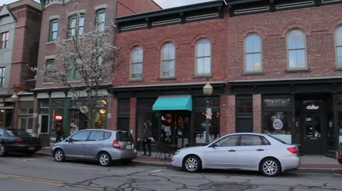 Small Town Eastern Main street in spring Stock Footage 61833438