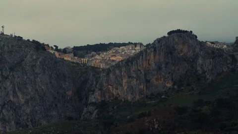 A small town on the edge of a cliff Stock Footage 88729890