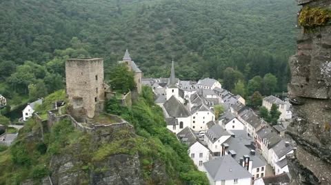 Small town Esch-sur-Sûre in Luxembourg. Stock Footage 41549308