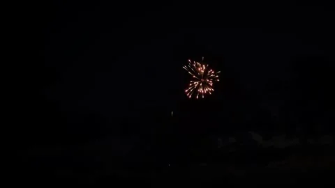 Small Town Fireworks Night 4th of July Finale 4K HDR Stock Footage 250366767