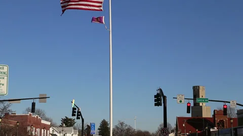 Small Town Flying the Flag Video stock 34041502