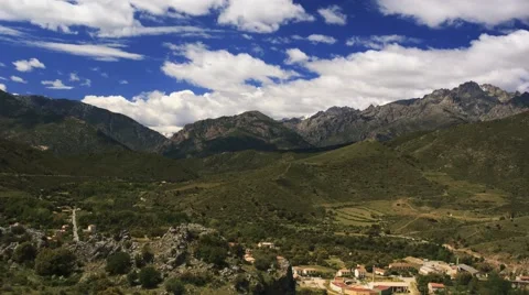 Small town hidden in a beautiful mountain valley Stock Footage 41628929