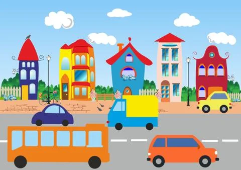 In a small town Illustrazione stock