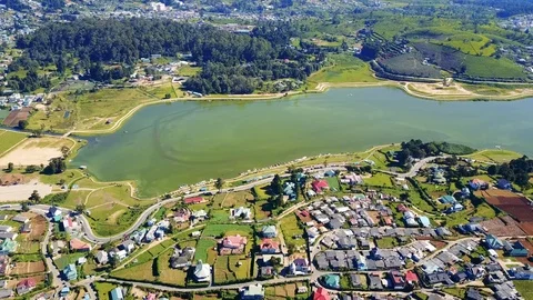 Small Town by the Lake Stock Footage 89542352