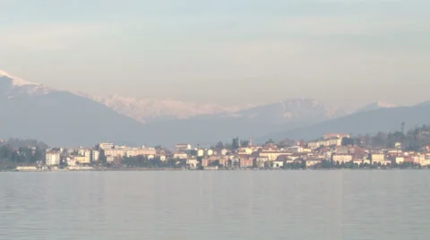Small town on Lake Maggiore Stock Footage 37029356