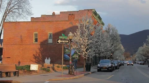 Small Town Main Street Spring Stock Footage 61833505