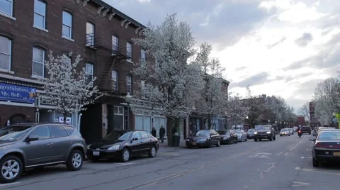 Small Town Main Street Spring Stock Footage 61833509