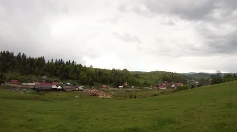 A Small Town in the Mountains General View Panorama From Left to Right and Vice Stock Footage 63969200