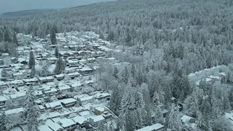 Small town mountainside in winter Stock Footage 263931639