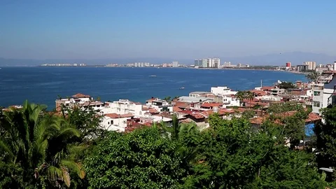 Small town by the ocean Stock Footage 93733640