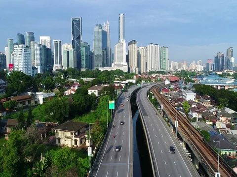 A small town at the outer rim of the city. Stock Footage