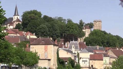 Small town over a river Stock Footage 76951210