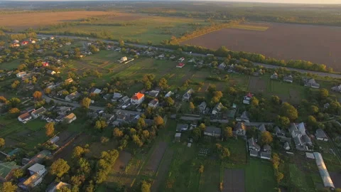 Small town panoramic view from above at autumn Ukraine Europe Stock Footage 113539380