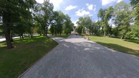Small town park in summer. Видео 146461140