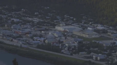 A small town at a river. Видео 69216250