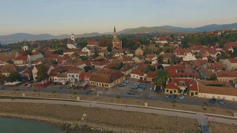Small town by the river Stock Footage 80582080