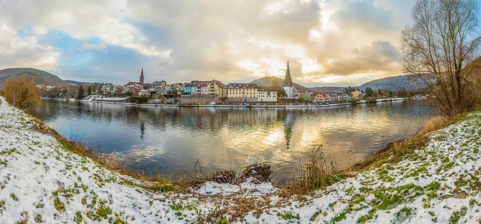 Small town on the river Stock Photos
