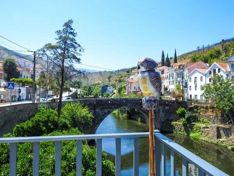 Small town by the river at Serra da Estrela Stock Photos