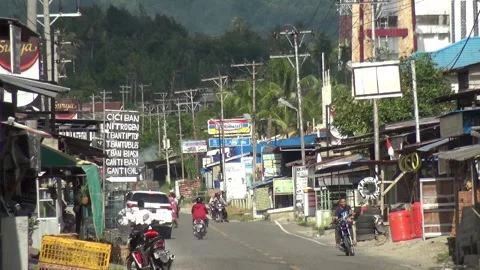 Small town road in one of the provinces in Indonesia Stock Footage 199033313
