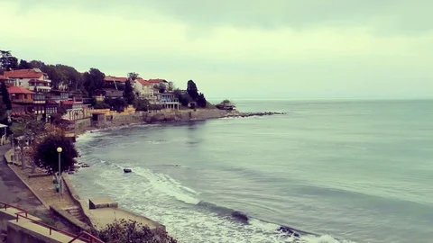 Small Town On The Sea Beach Stock Footage 82966440
