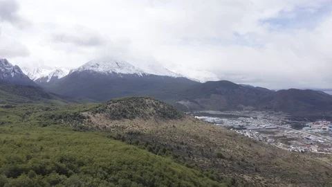 A small town in the shadow of a mountain Stock Footage 122766785