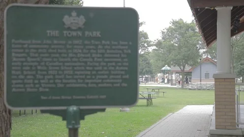 Small Town Sign to Park Stock Footage 99374780