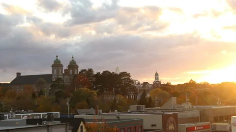 Small Town Skyline Fall Timelapse- Antigonish, Nova Scotia Stock Footage 64368611