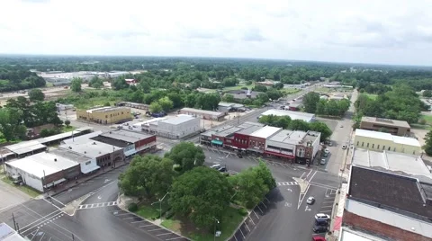 Small Town Square Drone Widen Stock Footage 66549226